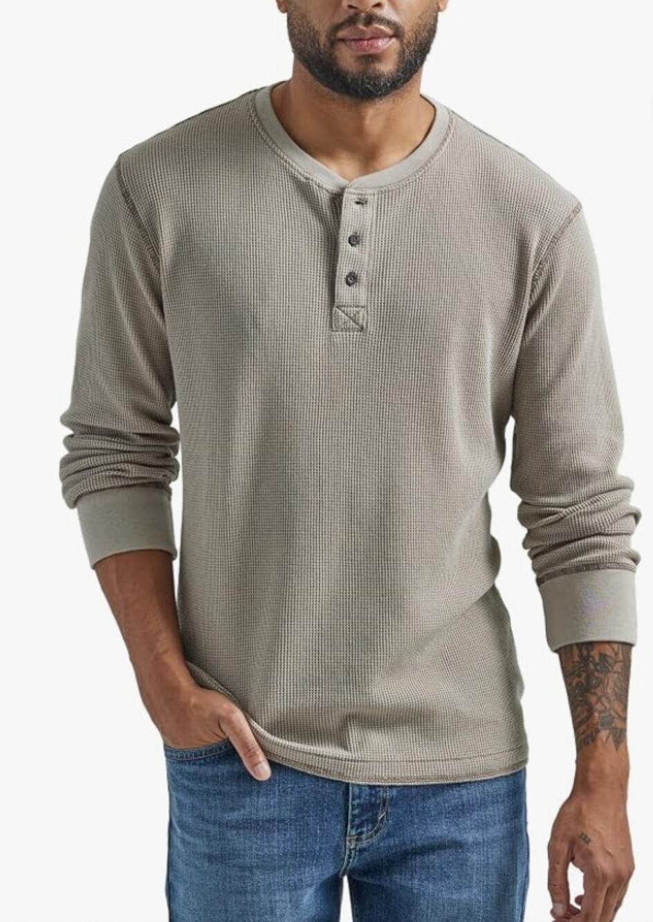Wrangler Men's Long Sleeve Waffle Henley, NWT Medium